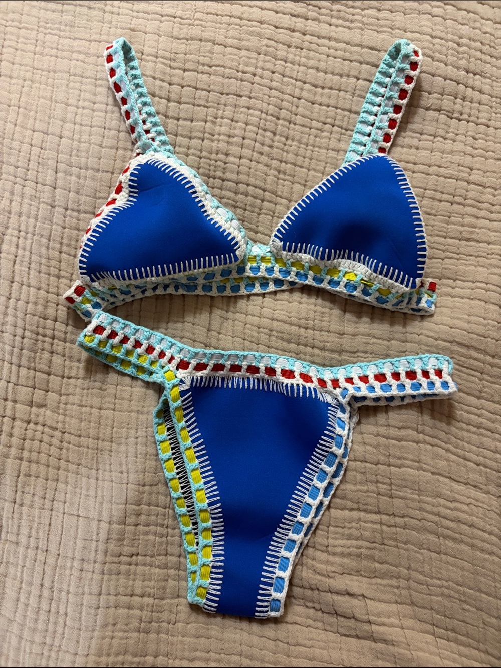 Crochet and Neoprene Reversible Bikini Set